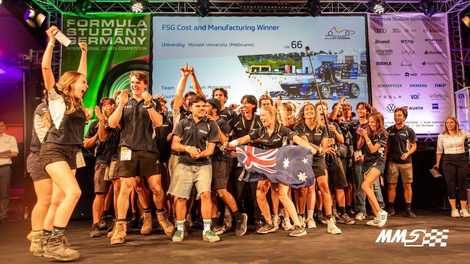 Monash Motorsport wins 1st place in Cost and Manufacturing Event at FSG 2024