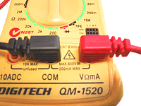 Picture of correct connection points for leads