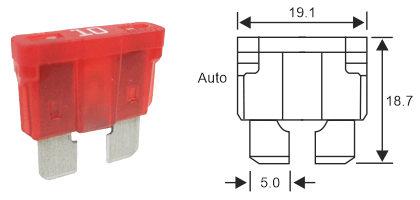 Auto Blade Fuse Dimensions