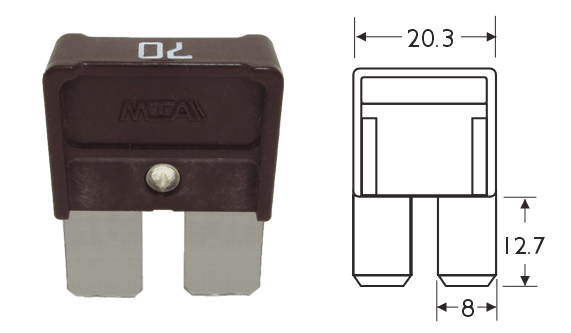 M8 Compact Blade Fuse Dimensions