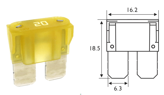 MaxiCompact Blade Fuse Dimensions