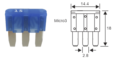 Micro3 Blade Fuse Dimensions