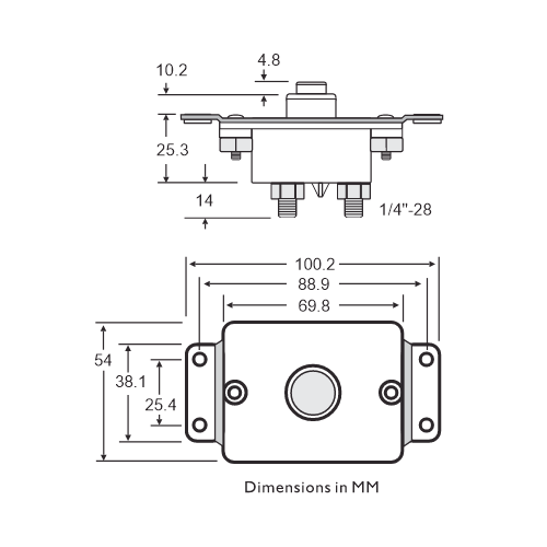 Mechanical Products 19M-P21-B Circuit Breaker Dimensions