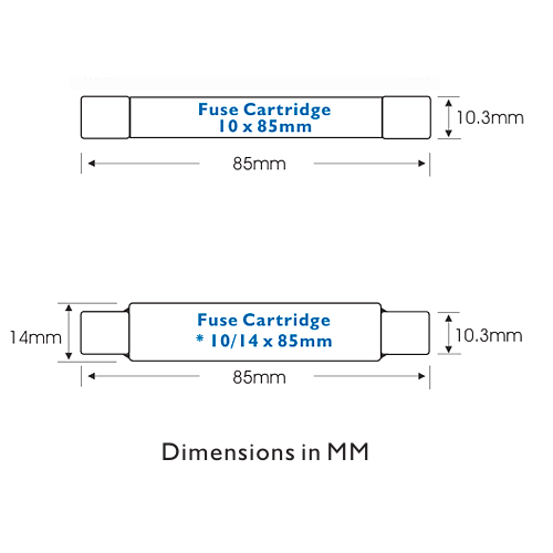 Bussmann PV-A10F85L Fuse Dimensions