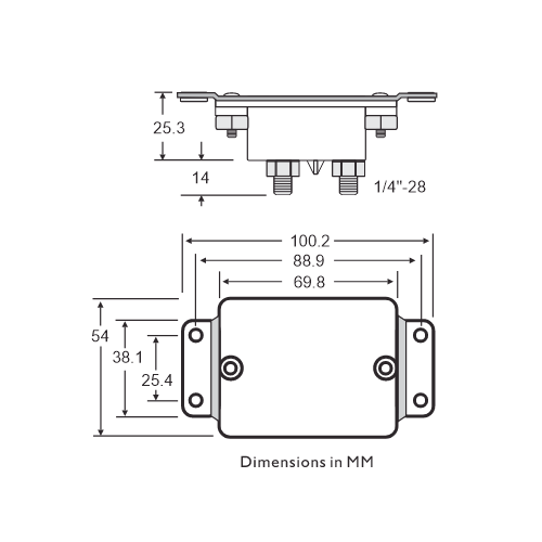 Mechanical Products 19A-P21-N Circuit Breaker Dimensions
