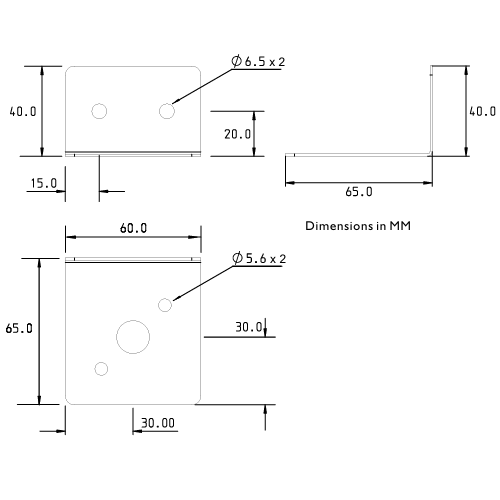 Prolec PROBRK018A Mounting Bracket Dimensions