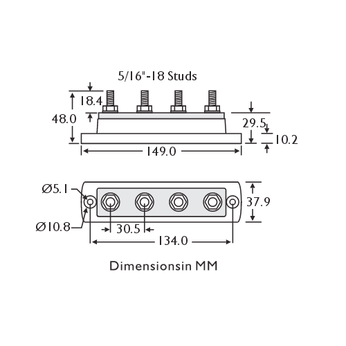Littelfuse 880118 Common Bus Bar Dimensions