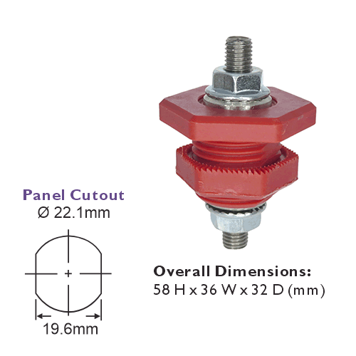 GEP Light Duty Battery Feeder Stud Dimensions