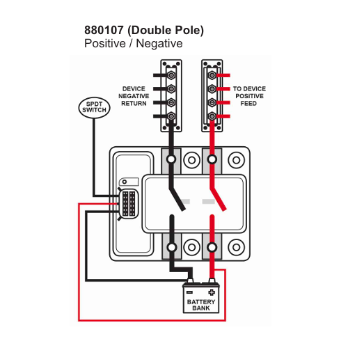 Littelfuse 880107 Wiring Diagram: Switch 1 Positive & 1 Negative Circuit