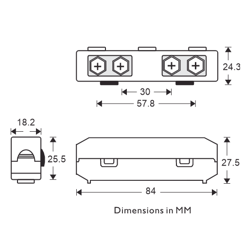 Prolec MIDFBL Inline Fuse Holder Dimensions