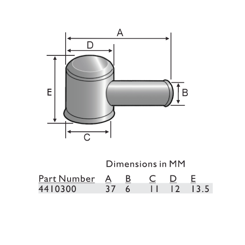 MTA 4410300 Insulating Terminal Boot Dimensions