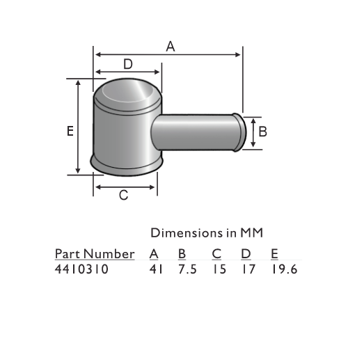 MTA 4410310 Insulating Terminal Boot Dimensions