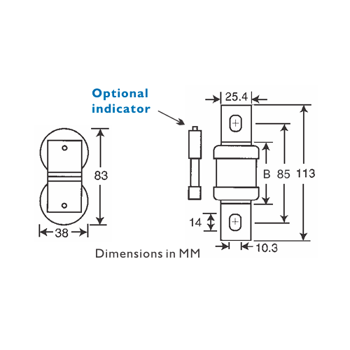 Bussmann FMM Fuse Dimensions