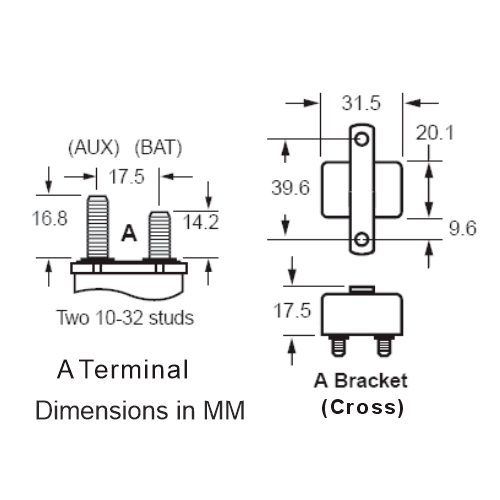 Bussmann 121-A3M Short Stop Circuit Breaker Dimensions