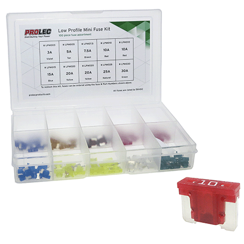 Low Profile Mini Fuse Kit 100 piece assortment