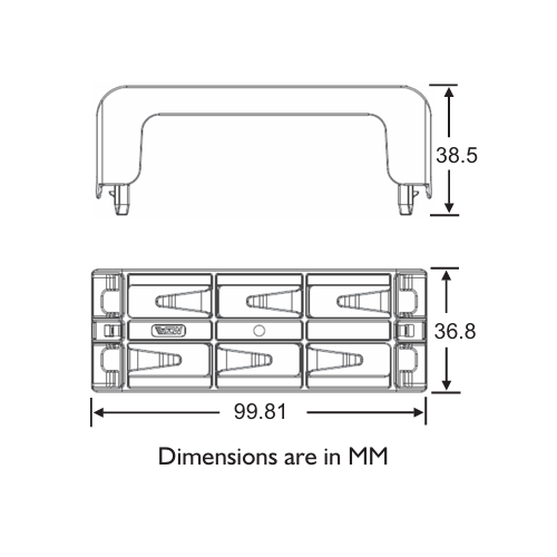 MTA 01630 Single Module Internal Cover Dimensions