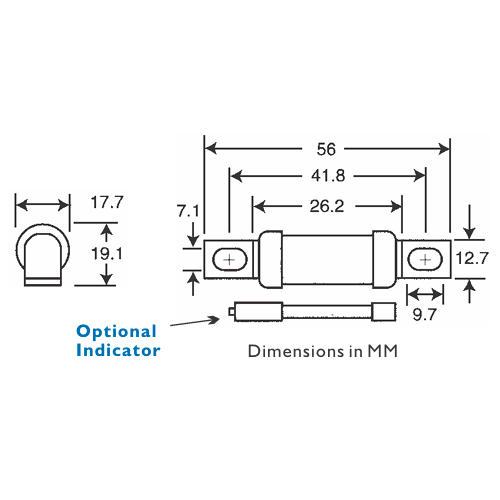 Bussmann LET Fuse Dimensions
