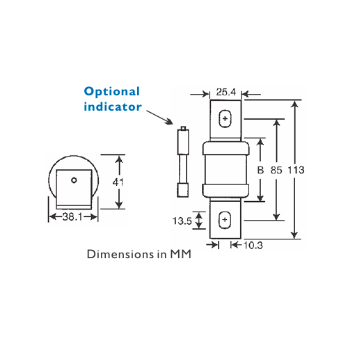 Bussmann FM Fuse Dimensions