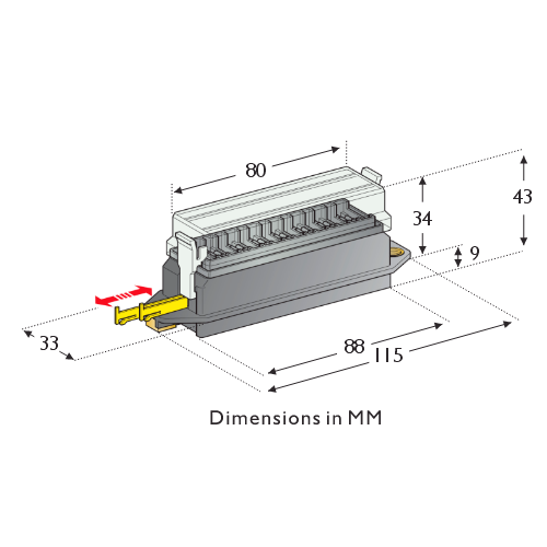 MTA 00580 Fuse Block Dimensions