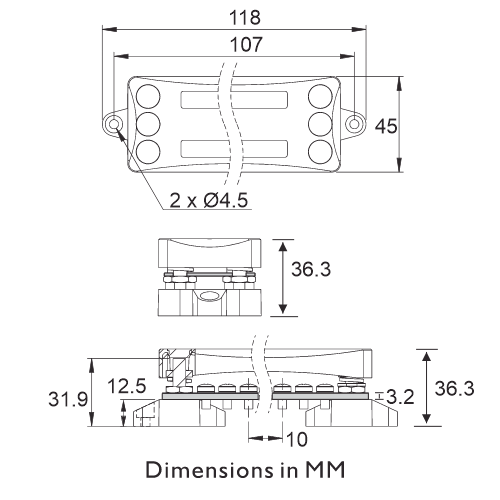Prolec BBD6M4 Bus Bar Dimensions