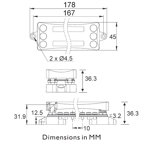 Prolec BBD12M4 Bus Bar Dimensions