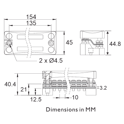 Prolec BBD12M4S Bus Bar Dimensions