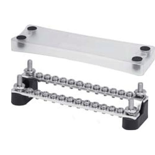 Prolec BBD12M4S Bus Bar with 2 Rows Stepped 12 x M4 screws & cover